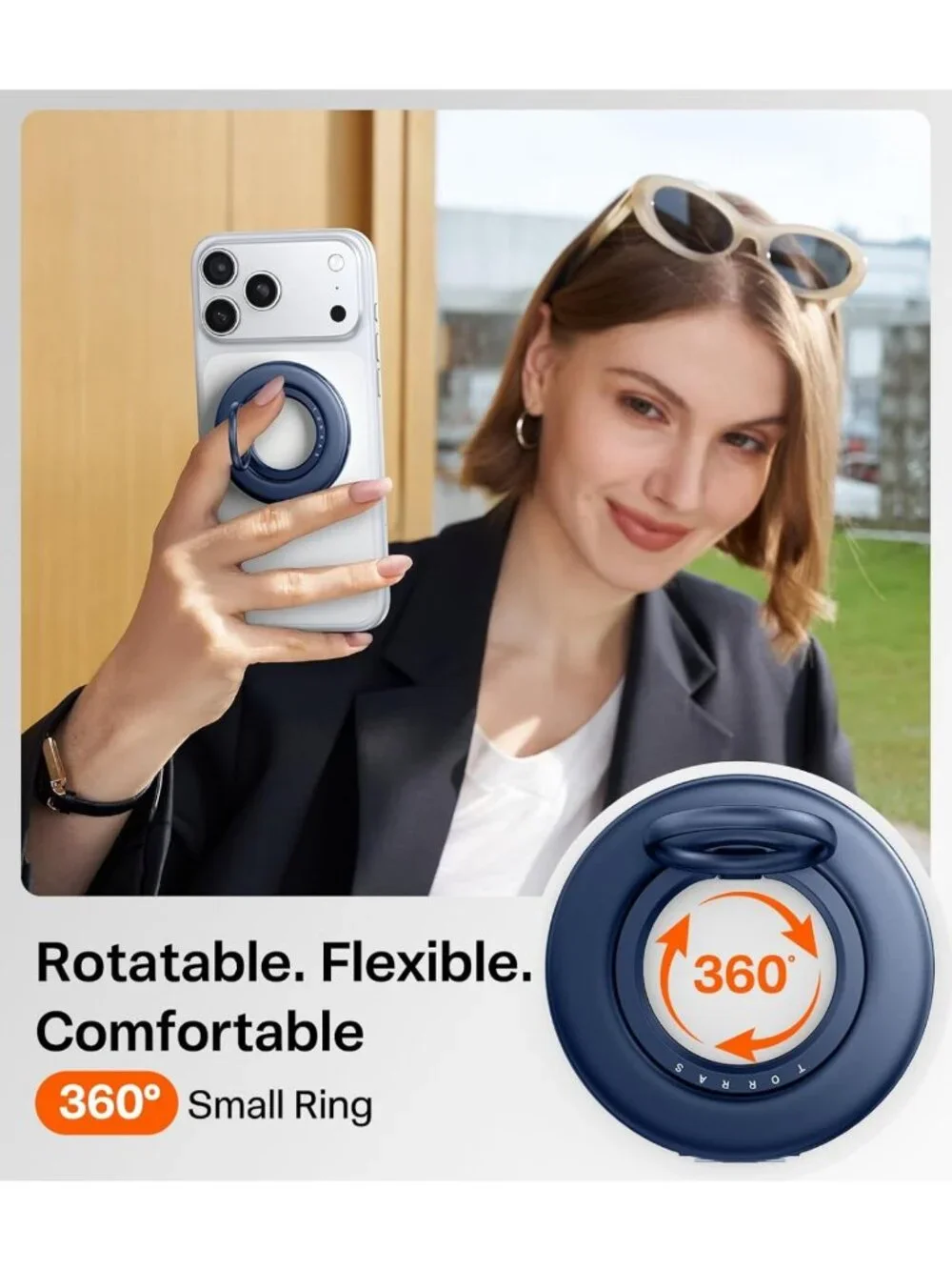 360° Magnetic Phone Grip Ring Holder Kickstand - Stylish Blue Accessory